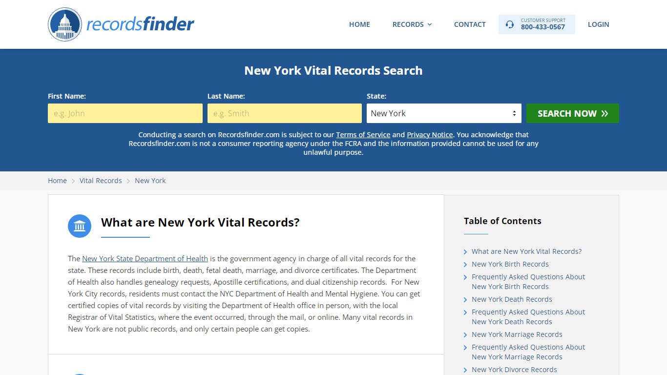 New York Vital Records - Search NY Vital Records Online - RecordsFinder